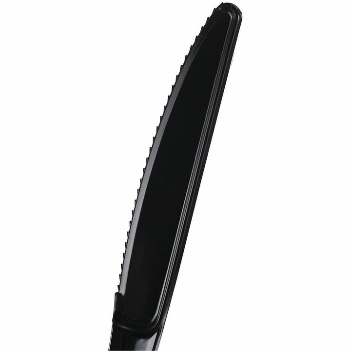Image of Genuine Joe 30428 Disposable Polystyrene Cutlery, Knife, Knife, Food, Cafeteria, Breakroom, Disposable, Polystyrene, Black, 1 Carton