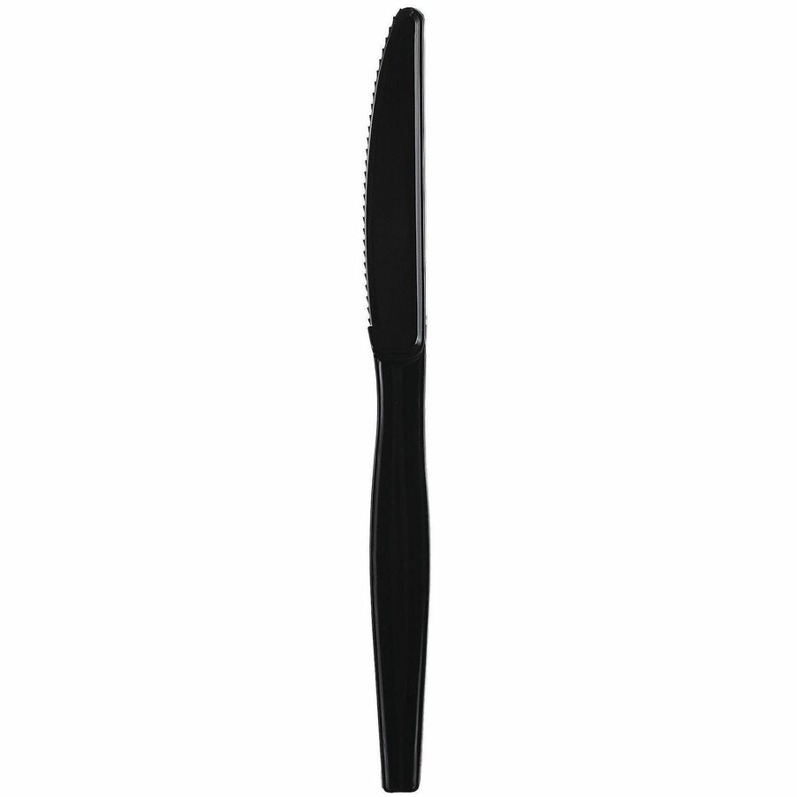 Image of Genuine Joe 30428 Disposable Polystyrene Cutlery, Knife, Knife, Food, Cafeteria, Breakroom, Disposable, Polystyrene, Black, 1 Carton