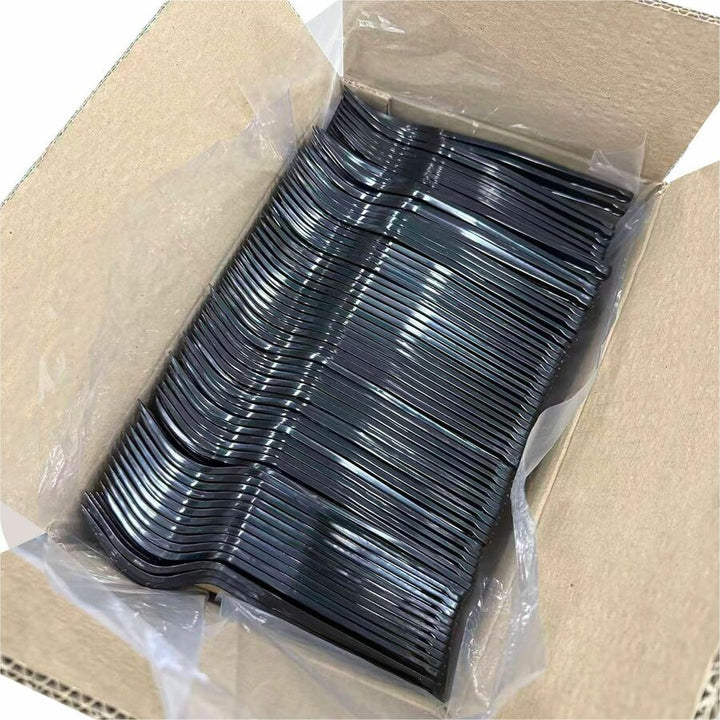 Image of Genuine Joe 30423 Disposable Polystyrene Cutlery, Fork, Fork, Food, Cafeteria, Disposable, Polystyrene, Black, 1 Carton