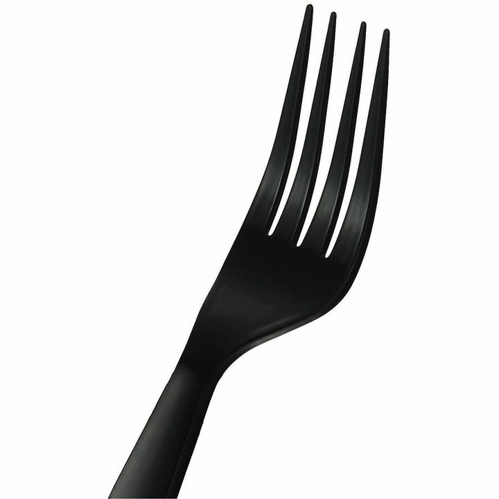 Image of Genuine Joe 30423 Disposable Polystyrene Cutlery, Fork, Fork, Food, Cafeteria, Disposable, Polystyrene, Black, 1 Carton