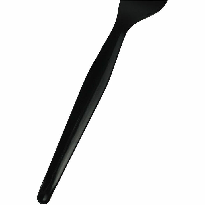 Image of Genuine Joe 30423 Disposable Polystyrene Cutlery, Fork, Fork, Food, Cafeteria, Disposable, Polystyrene, Black, 1 Carton