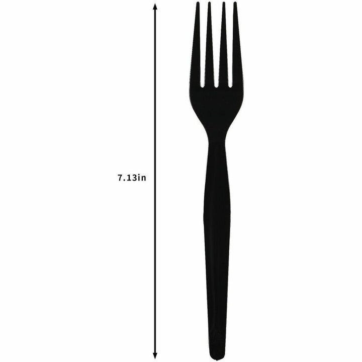 Image of Genuine Joe 30423 Disposable Polystyrene Cutlery, Fork, Fork, Food, Cafeteria, Disposable, Polystyrene, Black, 1 Carton
