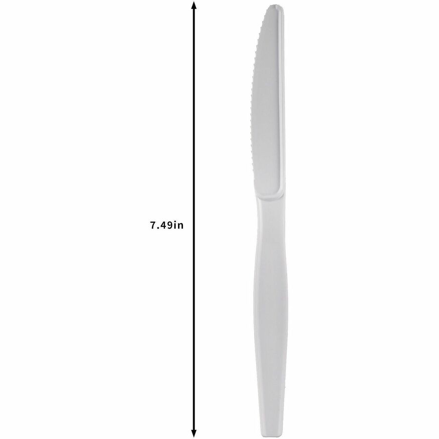 Image of Genuine Joe 30432 Disposable Polystyrene Cutlery, Knife, Knife, Food, Cafeteria, Breakroom, Disposable, Polystyrene, White, 1 Carton