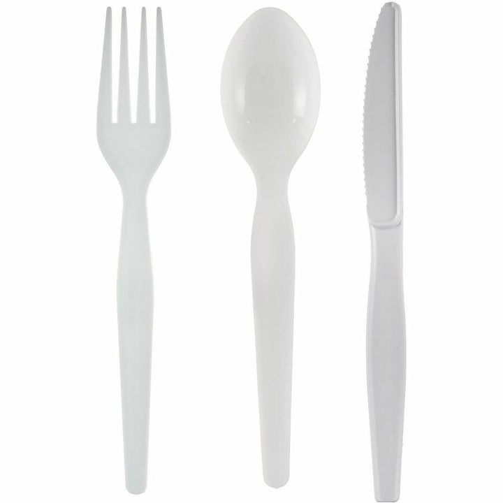 Image of Genuine Joe 30432 Disposable Polystyrene Cutlery, Knife, Knife, Food, Cafeteria, Breakroom, Disposable, Polystyrene, White, 1 Carton