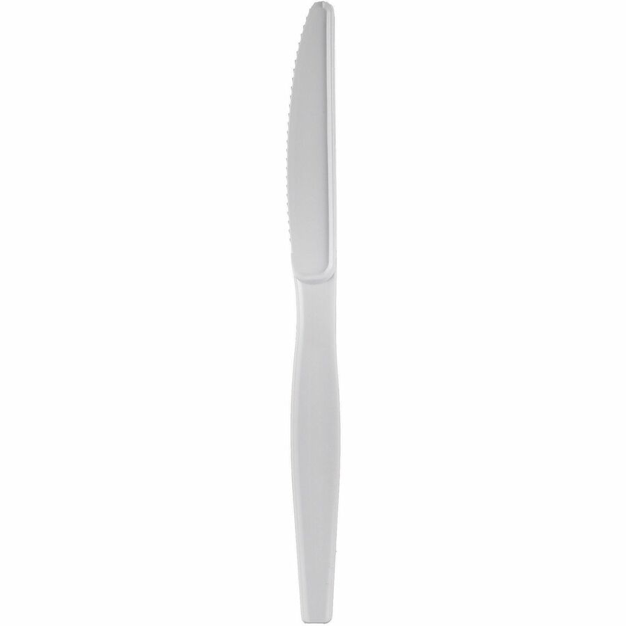 Image of Genuine Joe 30432 Disposable Polystyrene Cutlery, Knife, Knife, Food, Cafeteria, Breakroom, Disposable, Polystyrene, White, 1 Carton