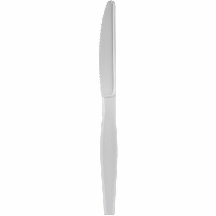 Image of Genuine Joe 30432 Disposable Polystyrene Cutlery, Knife, Knife, Food, Cafeteria, Breakroom, Disposable, Polystyrene, White, 1 Carton