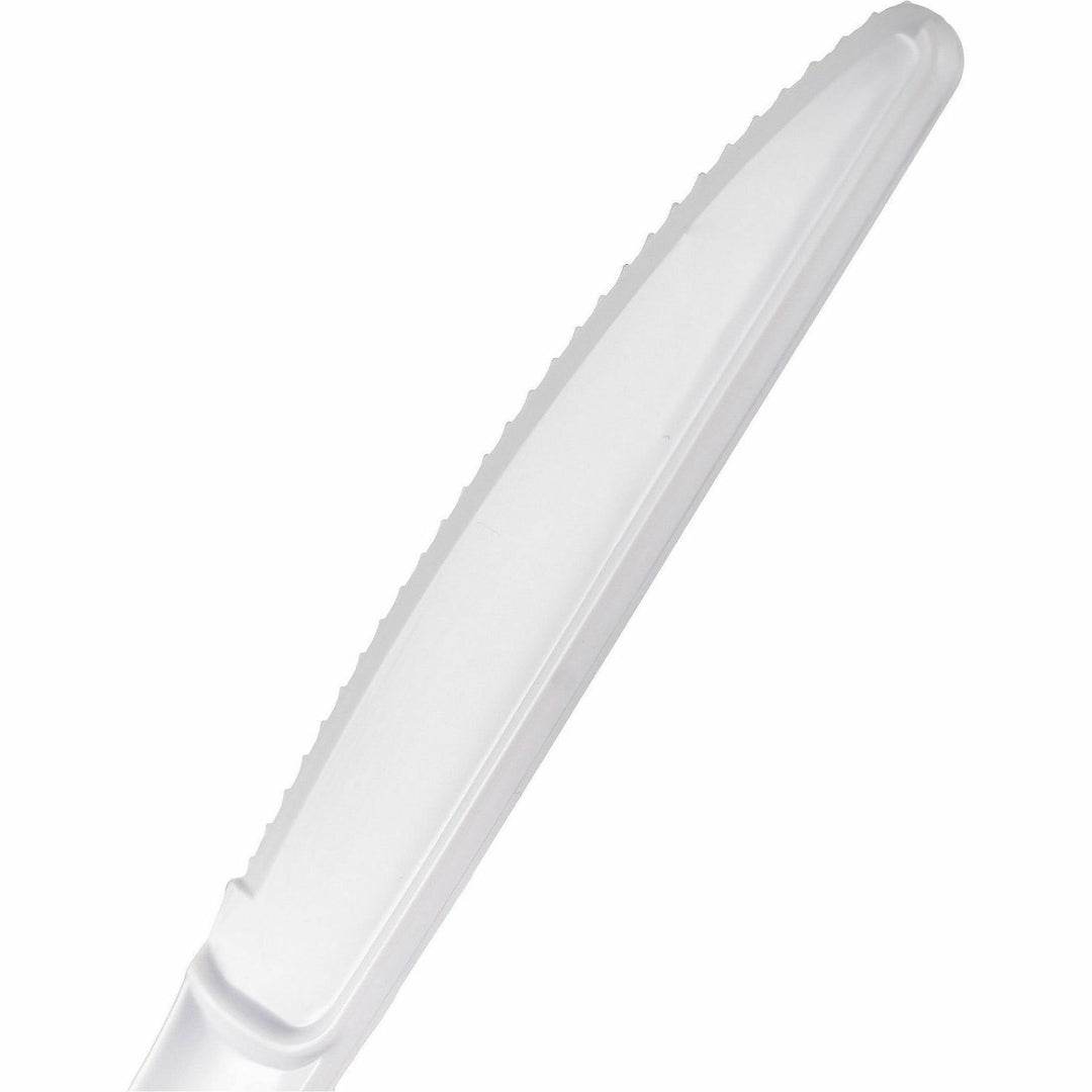 Image of Genuine Joe 30432 Disposable Polystyrene Cutlery, Knife, Knife, Food, Cafeteria, Breakroom, Disposable, Polystyrene, White, 1 Carton