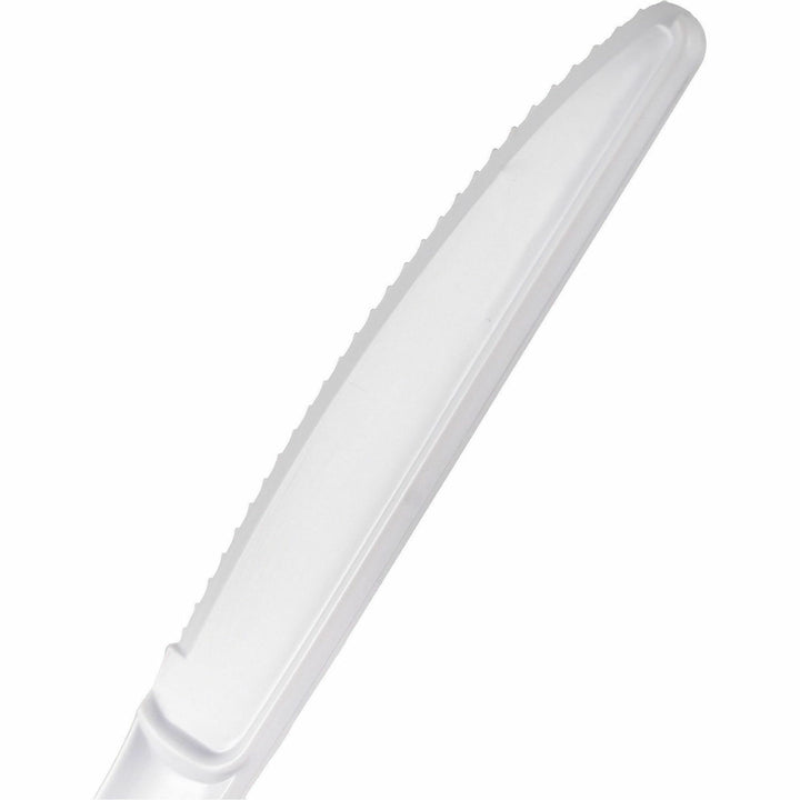 Image of Genuine Joe 30432 Disposable Polystyrene Cutlery, Knife, Knife, Food, Cafeteria, Breakroom, Disposable, Polystyrene, White, 1 Carton