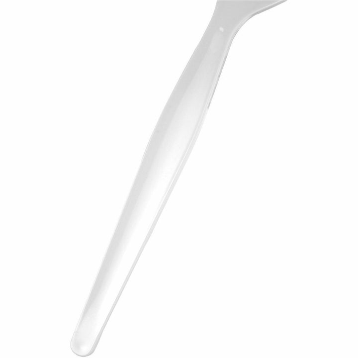 Image of Genuine Joe 30435 Disposable Polystyrene Cutlery, Fork, Fork, Food, Cafeteria, Breakroom, Disposable, Polystyrene, White, 1 Carton