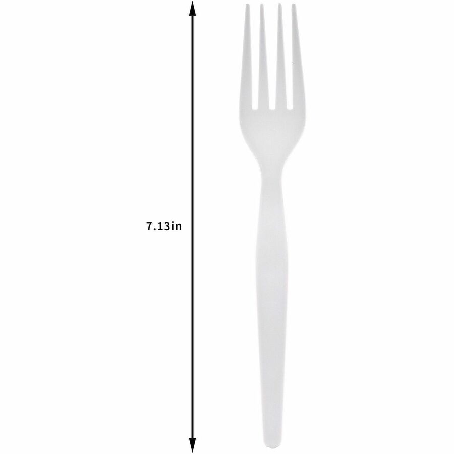 Image of Genuine Joe 30435 Disposable Polystyrene Cutlery, Fork, Fork, Food, Cafeteria, Breakroom, Disposable, Polystyrene, White, 1 Carton