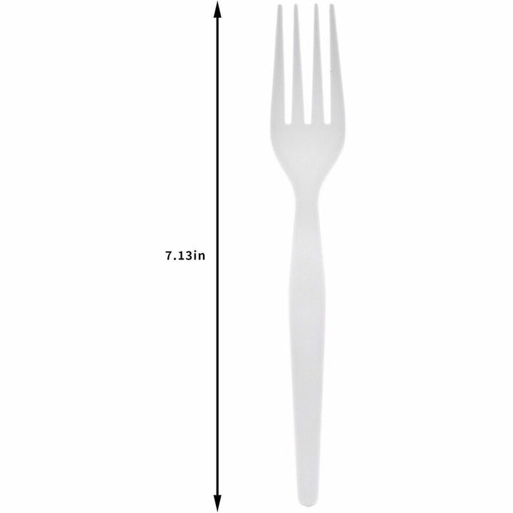 Image of Genuine Joe 30435 Disposable Polystyrene Cutlery, Fork, Fork, Food, Cafeteria, Breakroom, Disposable, Polystyrene, White, 1 Carton