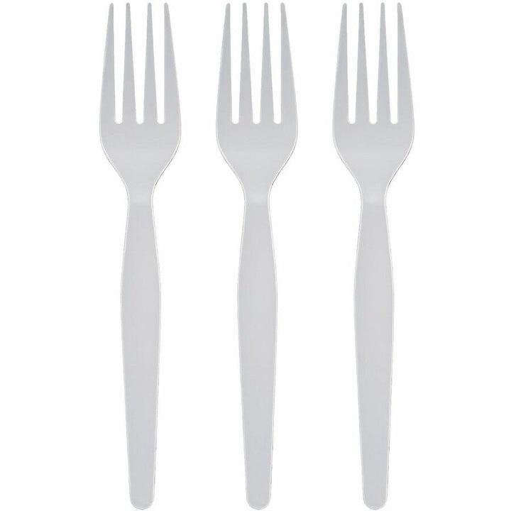 Image of Genuine Joe 30435 Disposable Polystyrene Cutlery, Fork, Fork, Food, Cafeteria, Breakroom, Disposable, Polystyrene, White, 1 Carton