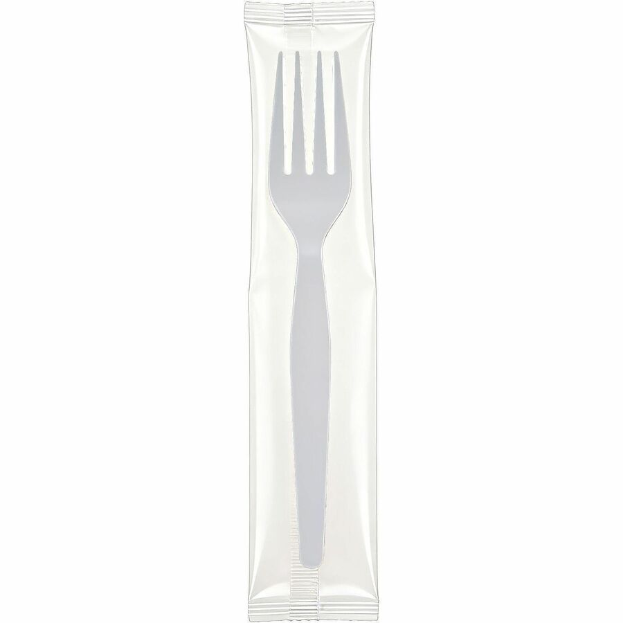 Image of Genuine Joe 30435 Disposable Polystyrene Cutlery, Fork, Fork, Food, Cafeteria, Breakroom, Disposable, Polystyrene, White, 1 Carton