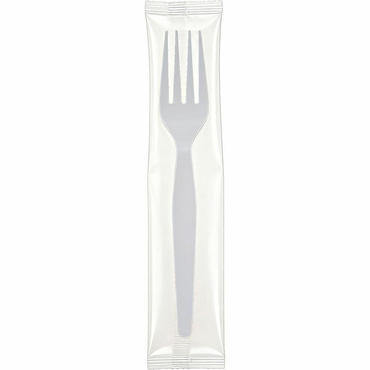 Image of Genuine Joe 30435 Disposable Polystyrene Cutlery, Fork, Fork, Food, Cafeteria, Breakroom, Disposable, Polystyrene, White, 1 Carton