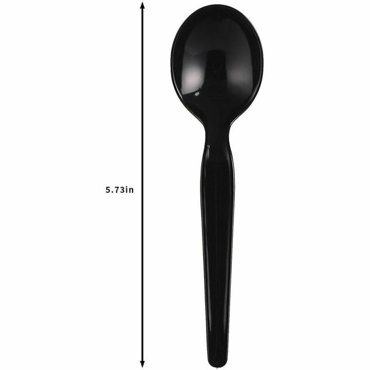 Image of Genuine Joe 30430 Disposable Polystyrene Cutlery, Soup Spoon, Soup Spoon, Food, Cafeteria, Breakroom, Disposable, Polystyrene, Black, 1 Carton