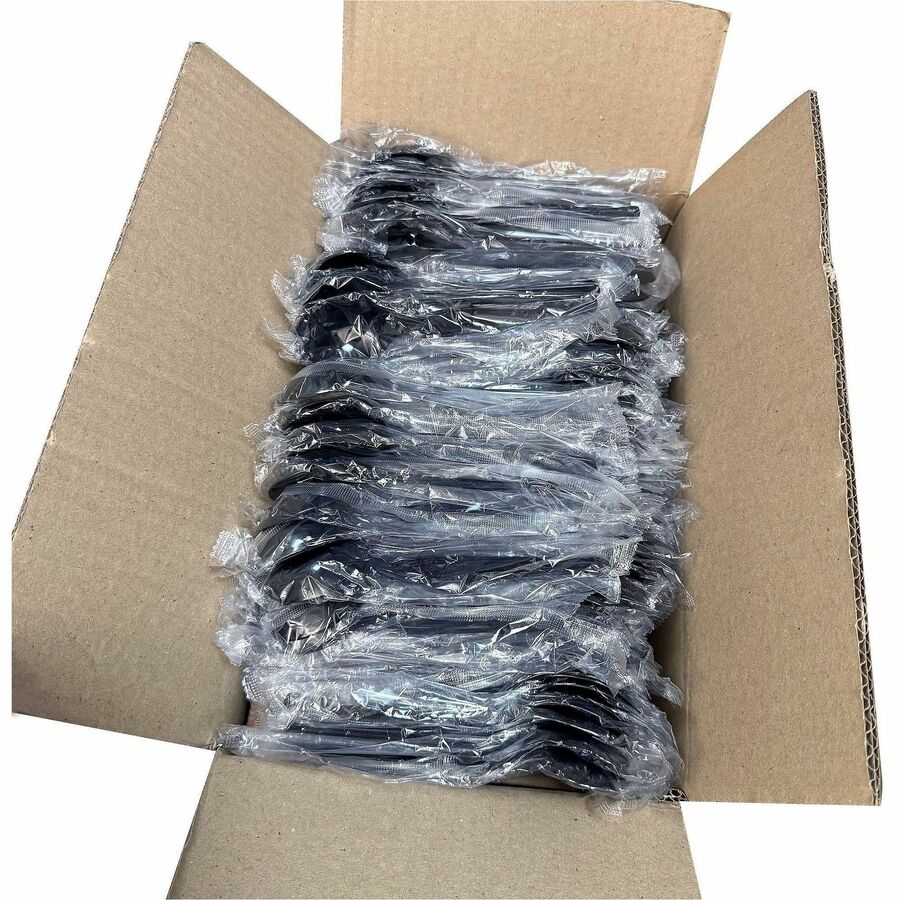 Image of Genuine Joe 30430 Disposable Polystyrene Cutlery, Soup Spoon, Soup Spoon, Food, Cafeteria, Breakroom, Disposable, Polystyrene, Black, 1 Carton