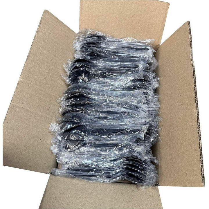 Image of Genuine Joe 30430 Disposable Polystyrene Cutlery, Soup Spoon, Soup Spoon, Food, Cafeteria, Breakroom, Disposable, Polystyrene, Black, 1 Carton