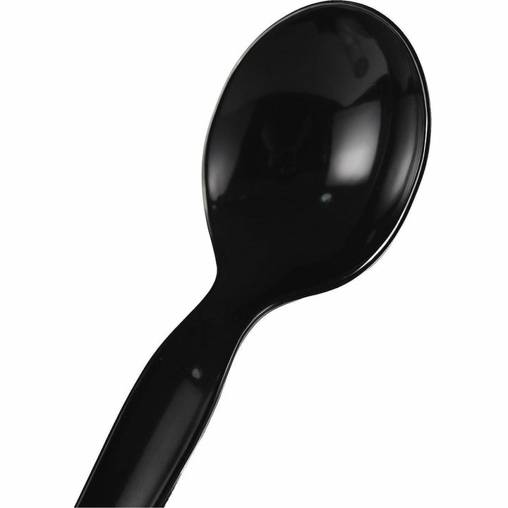 Image of Genuine Joe 30430 Disposable Polystyrene Cutlery, Soup Spoon, Soup Spoon, Food, Cafeteria, Breakroom, Disposable, Polystyrene, Black, 1 Carton