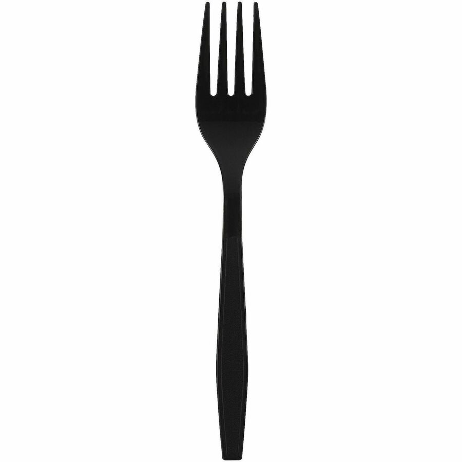Image of Genuine Joe 30411 Heavy-Weight Polypropylene Cutlery, Cutlery Set, Fork, Food, Cafeteria, Disposable, Polypropylene, Black, 1 Carton