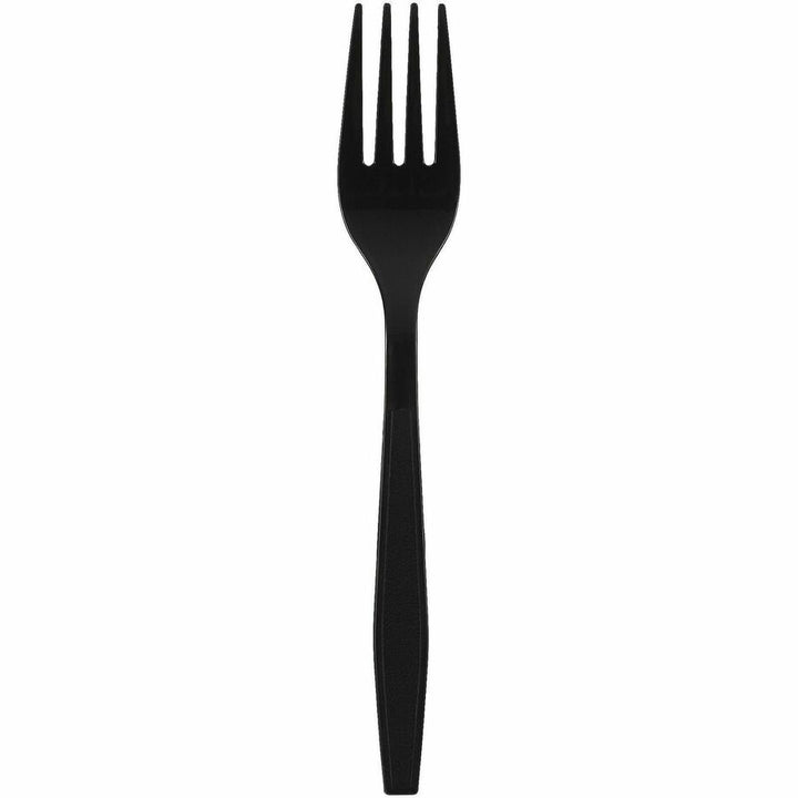 Image of Genuine Joe 30411 Heavy-Weight Polypropylene Cutlery, Cutlery Set, Fork, Food, Cafeteria, Disposable, Polypropylene, Black, 1 Carton