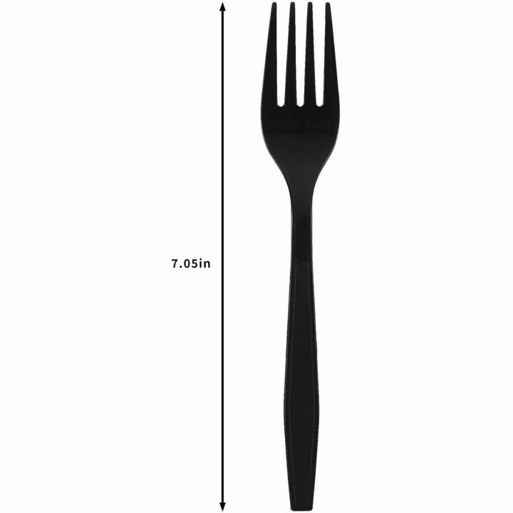 Image of Genuine Joe 30411 Heavy-Weight Polypropylene Cutlery, Cutlery Set, Fork, Food, Cafeteria, Disposable, Polypropylene, Black, 1 Carton