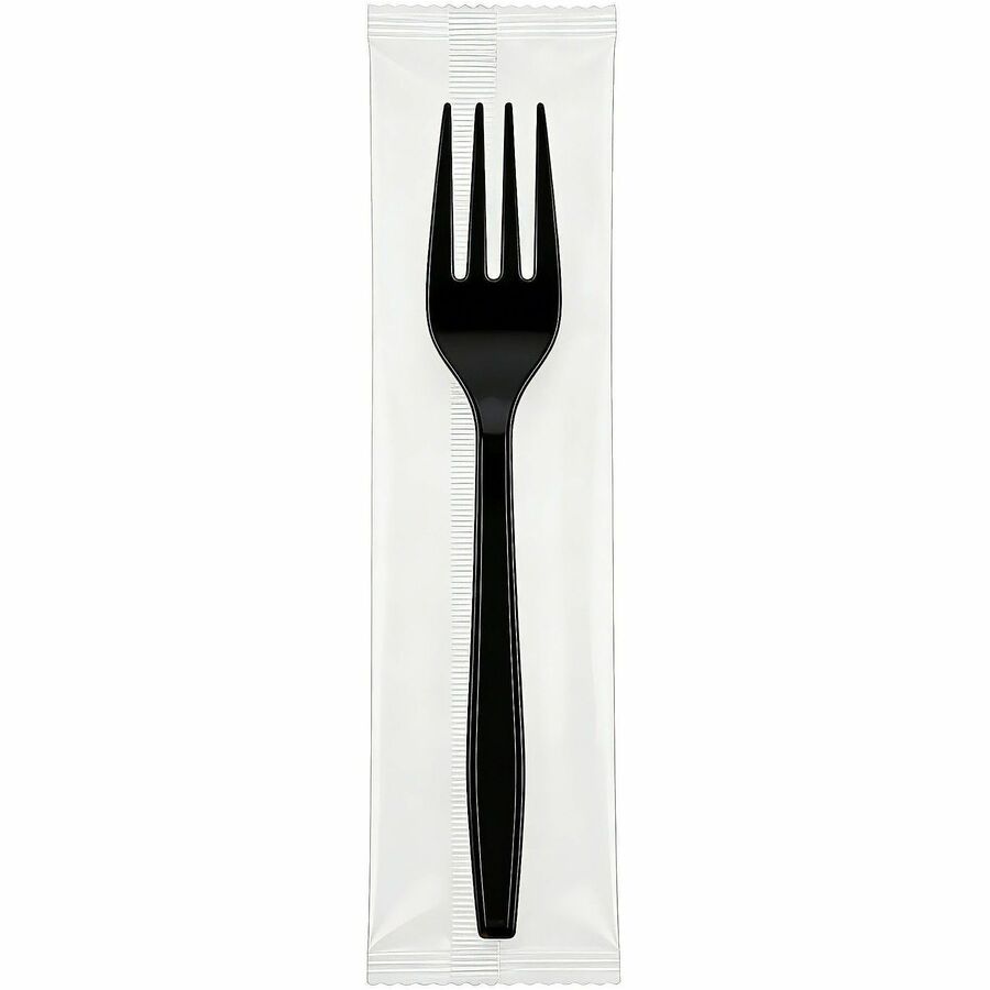 Image of Genuine Joe 30411 Heavy-Weight Polypropylene Cutlery, Cutlery Set, Fork, Food, Cafeteria, Disposable, Polypropylene, Black, 1 Carton
