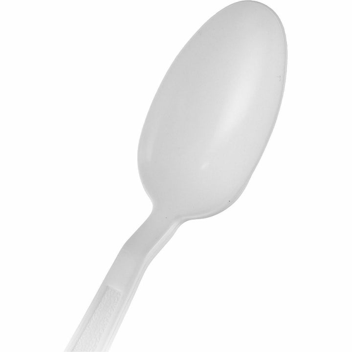 Image of Genuine Joe 30421 Heavy-Weight Polypropylene Cutlery, Cutlery Set, Spoon, Fork, Food, Cafeteria, Disposable, Polypropylene, White, 1 Carton