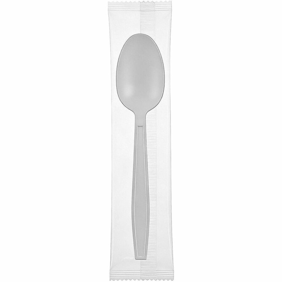 Image of Genuine Joe 30421 Heavy-Weight Polypropylene Cutlery, Cutlery Set, Spoon, Fork, Food, Cafeteria, Disposable, Polypropylene, White, 1 Carton