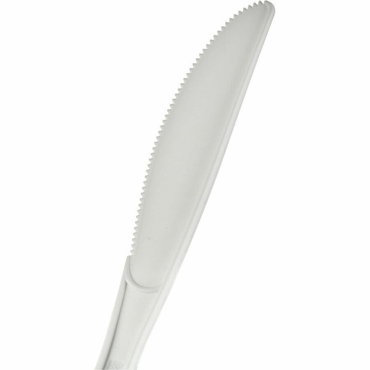 Image of Genuine Joe 30416 Heavy-Weight Polypropylene Cutlery, Knife, Knife, Food, Cafeteria, Disposable, Polypropylene, White, 1 Carton