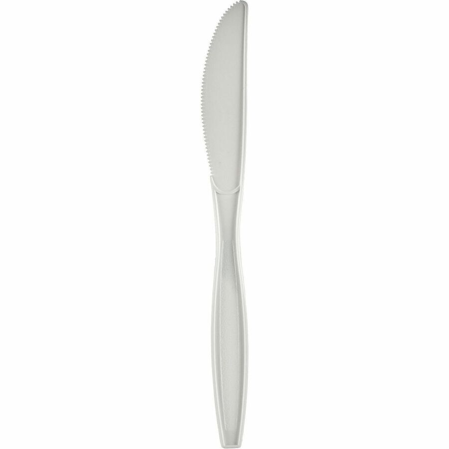 Image of Genuine Joe 30416 Heavy-Weight Polypropylene Cutlery, Knife, Knife, Food, Cafeteria, Disposable, Polypropylene, White, 1 Carton