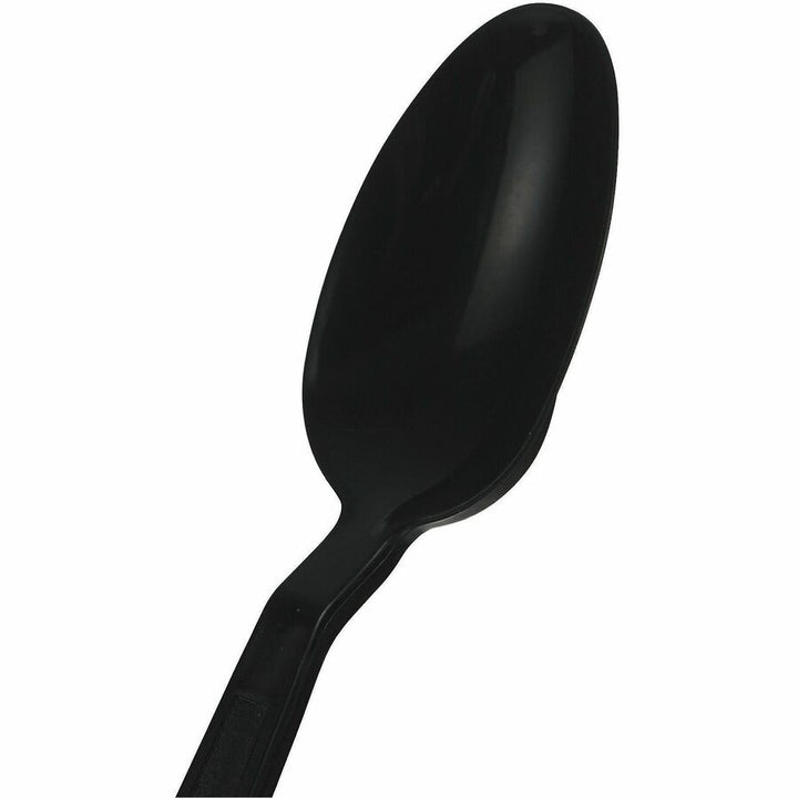 Image of Genuine Joe 30409 Heavy-Weight Polypropylene Cutlery, Spoon, Spoon, Food, Cafeteria, Disposable, Polypropylene, Black, 1 Carton