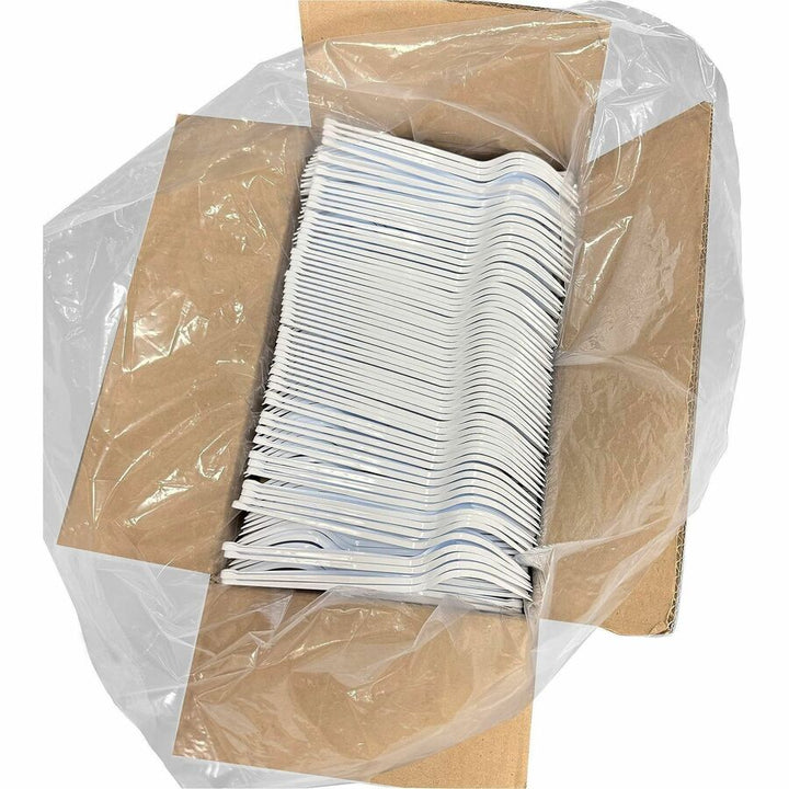 Image of Genuine Joe 30431 Disposable Polystyrene Cutlery, Fork, Fork, Food, Cafeteria, Breakroom, Disposable, Polystyrene, White, 1 Carton
