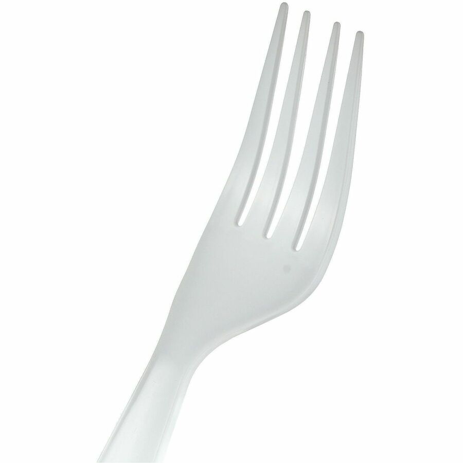Image of Genuine Joe 30431 Disposable Polystyrene Cutlery, Fork, Fork, Food, Cafeteria, Breakroom, Disposable, Polystyrene, White, 1 Carton