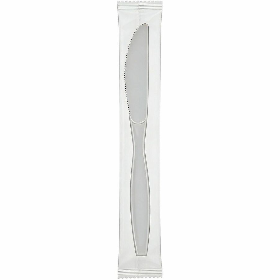Image of Genuine Joe 30420 Heavy-Weight Polypropylene Cutlery, Cutlery Set, Fork, Knife, Food, Cafeteria, Disposable, Polypropylene, White, 1 Carton