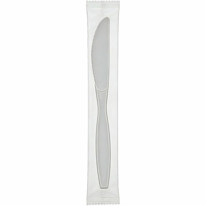 Image of Genuine Joe 30420 Heavy-Weight Polypropylene Cutlery, Cutlery Set, Fork, Knife, Food, Cafeteria, Disposable, Polypropylene, White, 1 Carton