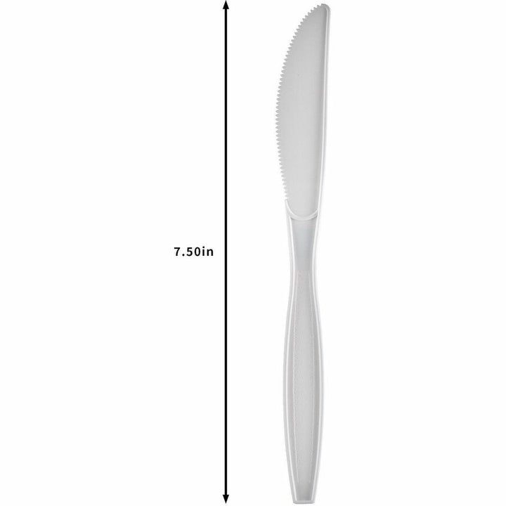 Image of Genuine Joe 30420 Heavy-Weight Polypropylene Cutlery, Cutlery Set, Fork, Knife, Food, Cafeteria, Disposable, Polypropylene, White, 1 Carton