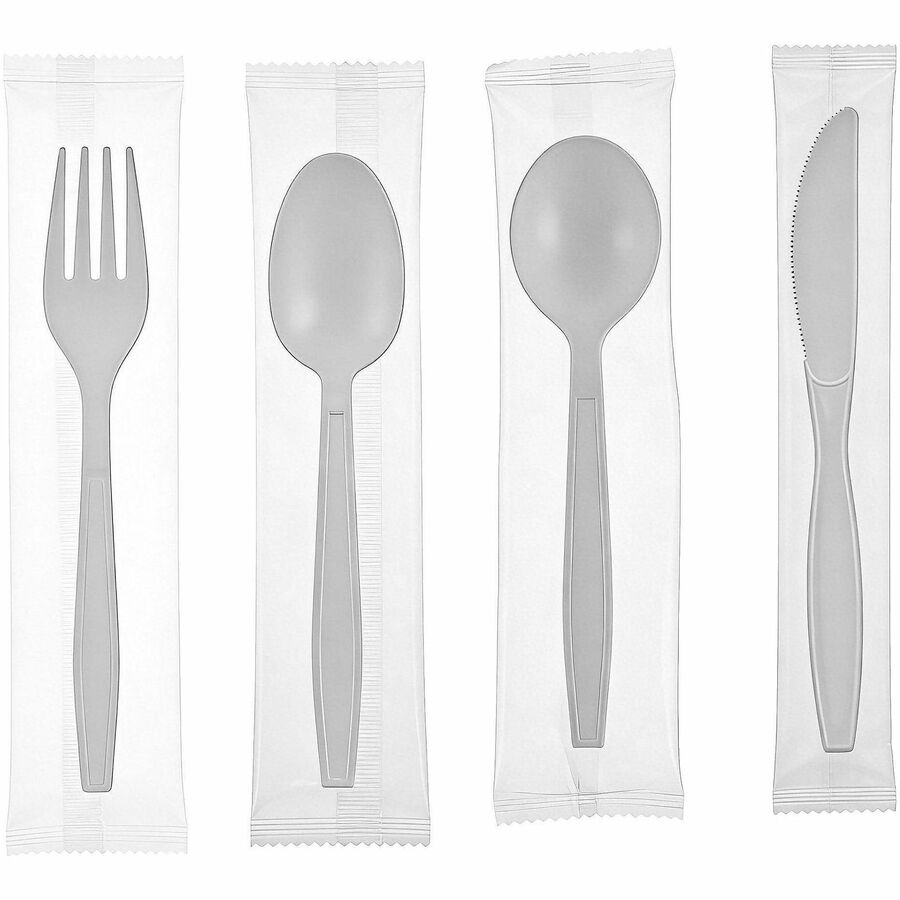 Image of Genuine Joe 30420 Heavy-Weight Polypropylene Cutlery, Cutlery Set, Fork, Knife, Food, Cafeteria, Disposable, Polypropylene, White, 1 Carton