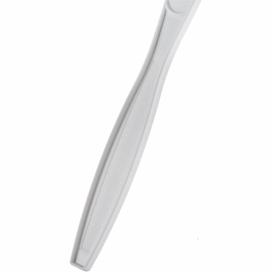 Image of Genuine Joe 30420 Heavy-Weight Polypropylene Cutlery, Cutlery Set, Fork, Knife, Food, Cafeteria, Disposable, Polypropylene, White, 1 Carton