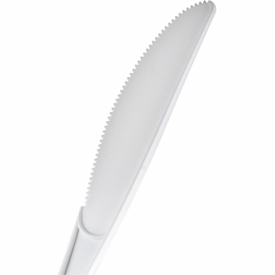 Image of Genuine Joe 30420 Heavy-Weight Polypropylene Cutlery, Cutlery Set, Fork, Knife, Food, Cafeteria, Disposable, Polypropylene, White, 1 Carton