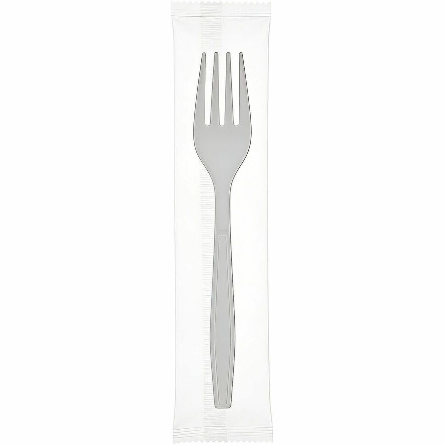 Image of Genuine Joe 30419 Heavy-Weight Polypropylene Cutlery, Fork, Fork, Food, Cafeteria, Breakroom, Disposable, Polypropylene, White, 1 Carton
