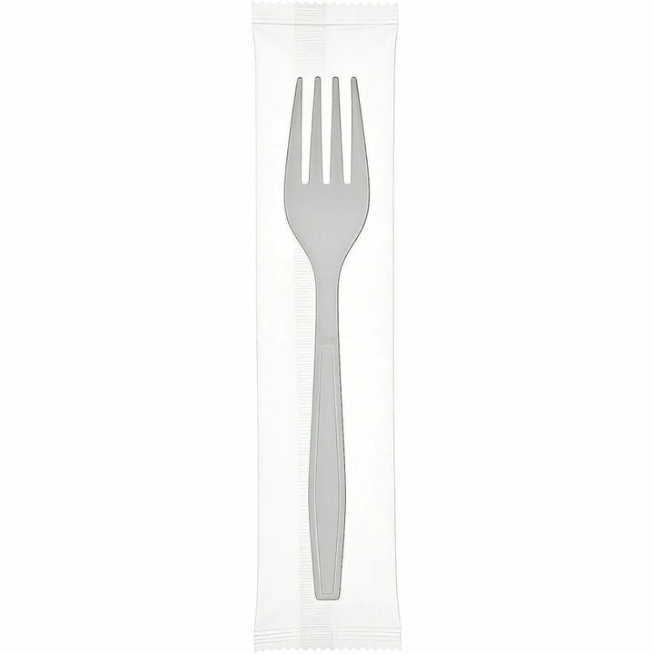 Image of Genuine Joe 30419 Heavy-Weight Polypropylene Cutlery, Fork, Fork, Food, Cafeteria, Breakroom, Disposable, Polypropylene, White, 1 Carton