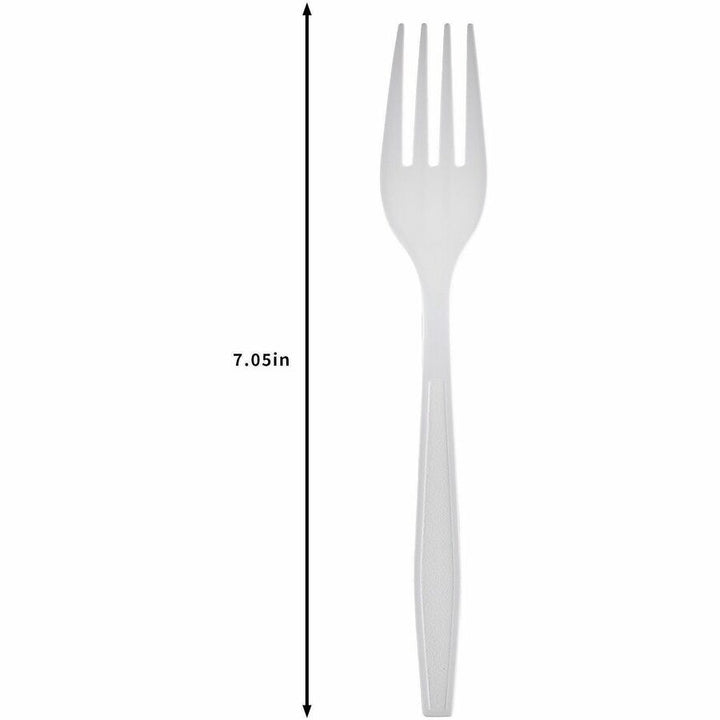 Image of Genuine Joe 30419 Heavy-Weight Polypropylene Cutlery, Fork, Fork, Food, Cafeteria, Breakroom, Disposable, Polypropylene, White, 1 Carton