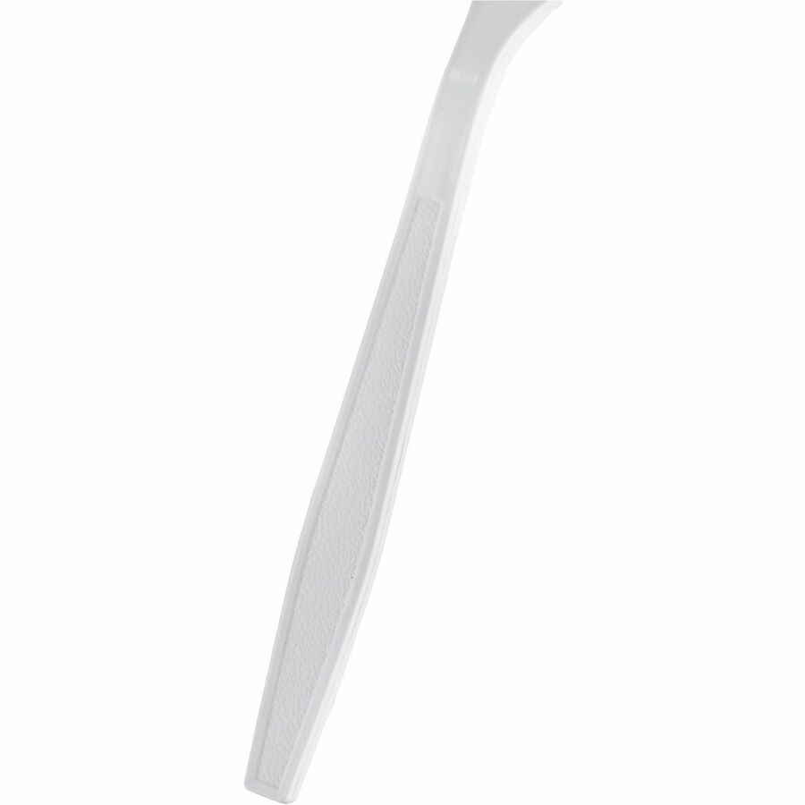 Image of Genuine Joe 30419 Heavy-Weight Polypropylene Cutlery, Fork, Fork, Food, Cafeteria, Breakroom, Disposable, Polypropylene, White, 1 Carton