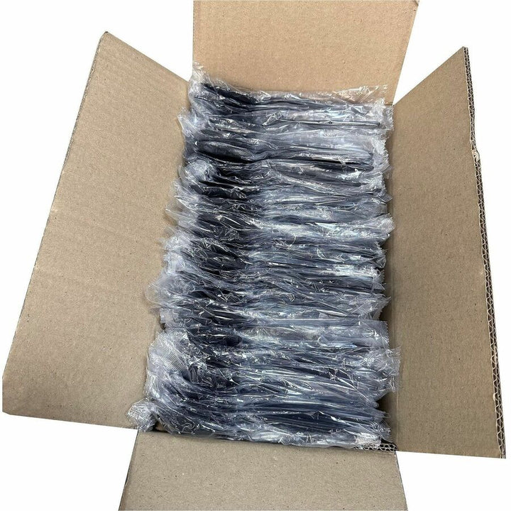 Image of Genuine Joe 30413 Heavy-Weight Polypropylene Cutlery, Soup Spoon, Soup Spoon, Food, Cafeteria, Disposable, Polypropylene, Black, 1 Carton
