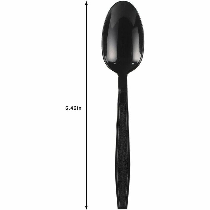 Image of Genuine Joe 30413 Heavy-Weight Polypropylene Cutlery, Soup Spoon, Soup Spoon, Food, Cafeteria, Disposable, Polypropylene, Black, 1 Carton