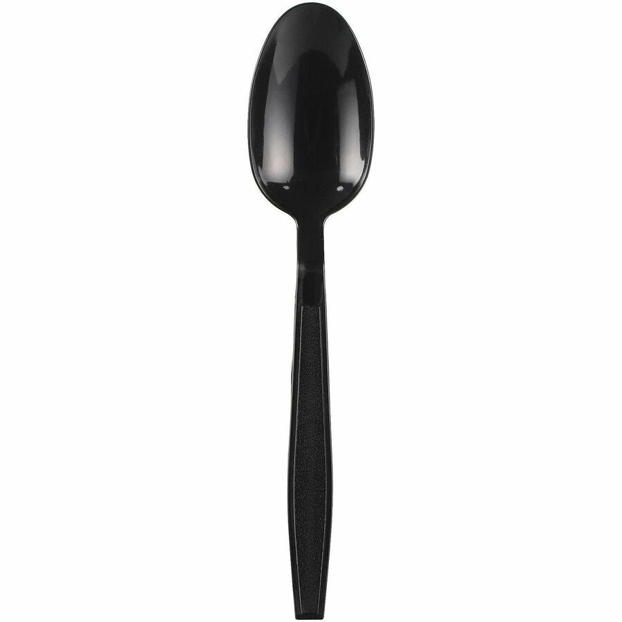 Image of Genuine Joe 30413 Heavy-Weight Polypropylene Cutlery, Soup Spoon, Soup Spoon, Food, Cafeteria, Disposable, Polypropylene, Black, 1 Carton