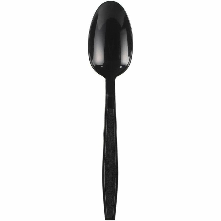 Image of Genuine Joe 30413 Heavy-Weight Polypropylene Cutlery, Soup Spoon, Soup Spoon, Food, Cafeteria, Disposable, Polypropylene, Black, 1 Carton