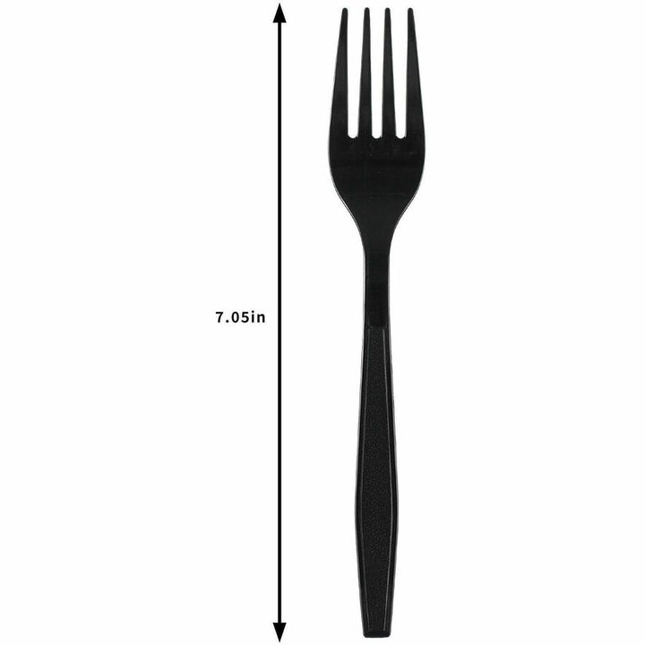 Image of Genuine Joe 30407 Heavy-Weight Polypropylene Cutlery, Fork, Fork, Food, Cafeteria, Disposable, Polypropylene, Black, 1 Carton