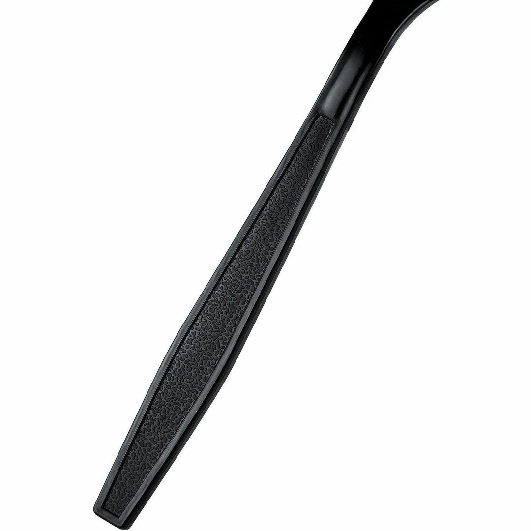 Image of Genuine Joe 30407 Heavy-Weight Polypropylene Cutlery, Fork, Fork, Food, Cafeteria, Disposable, Polypropylene, Black, 1 Carton