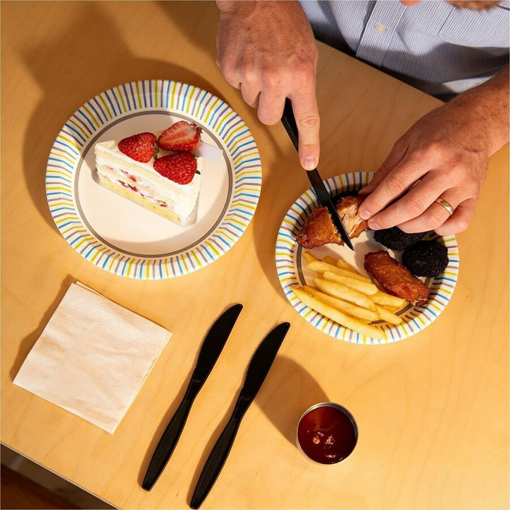 Image of Genuine Joe 30408 Heavy-Weight Polypropylene Cutlery, Knife, Knife, Food, Cafeteria, Disposable, Polypropylene, Black, 1 Carton